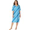Dreams & Co. Plus Size Short-Sleeve Sleepshirt(Paradise Blue Multi Stripe)