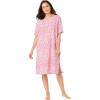 Dreams & Co. Plus Size Short-Sleeve Sleepshirt(Pink Leopard)
