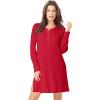 Dreams & Co. Plus Size Thermal Henley Sleepshirt(Classic Red)