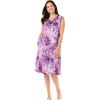Dreams & Co. Plus Size Trapeze V-Neck Short Lounger(Rich Violet Blooming)