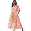 Dreams & Co. Plus Size wrap Lounger(Pink Paisley Floral)