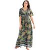 Only Necessities Plus Size Long Crinkle Cotton Lounger(Black Batik)