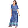 Only Necessities Plus Size Long Crinkle Cotton Lounger(Blue Violet Geo)