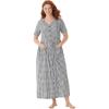 Only Necessities Plus Size Long Seersucker Lounger(Black White Gingham)