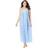 Only Necessities Plus Size Long Sleeveless Floral Nightgown(French Blue Stripe)