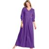 Only Necessities Plus Size Long Snap-Front Knit Lounger(Plum Burst)