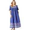Only Necessities Plus Size Petite Bib Front Lounger(Blue Sapphire Gem)