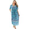 Only Necessities Plus Size Petite Bib Front Lounger(Caribbean Blue Paisley)