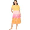 Only Necessities Plus Size Short Print Shirred Lounger(Multi Tropical Ombre)