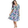 Only Necessities Plus Size Short Sweeping Printed Lounger(Sky Blue Tropical)