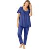 Only Necessities Plus Size Silky 2-Piece PJ Set(Ultra Blue)