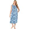 Only Necessities Plus Size Sleeveless Print Lounger(Aqua Mosaic)