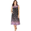 Only Necessities Plus Size Sleeveless Print Lounger(Black Floating Hearts)