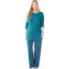 Only Necessities Plus Size Thermal PJ Set(Deep Teal Plaid)