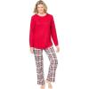 Only Necessities Plus Size Thermal PJ Set(Red White Plaid)