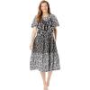 Only Necessities Plus Size Tiered Print Lounger(Black Floral)
