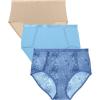 Plus Size Full Coverage Microfiber Panty 3-Pack(Dusty Indigo Patchwork Pack)