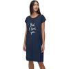 ellos Plus Size Cotton Spandex Vneck Short Sleeve Sleep Shirt(Navy Bed I Love You)