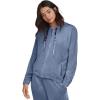 ellos Plus Size Stretch Velour Zip Front Long Sleeve Jacket With Hood(Pale Indigo)