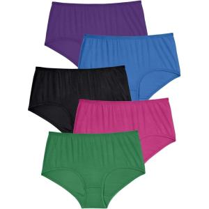 Comfort Choice Plus Size Full Coverage Stretch Cotton Brief 5-Pack(Bright Pack)