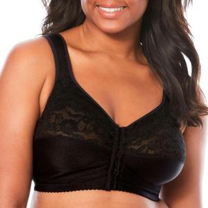 Comfort Choice Women’s Plus Size Easy Enhancer Front-Close Wireless Bra(Black)