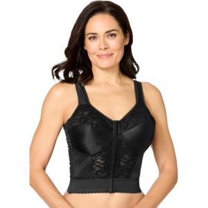 Comfort Choice Women’s Plus Size Easy Enhancer Wireless Longline Posture Bra(Black)