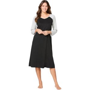 Dreams & Co. Plus Size Avenue Body Baseball Sleepshirt(Black)