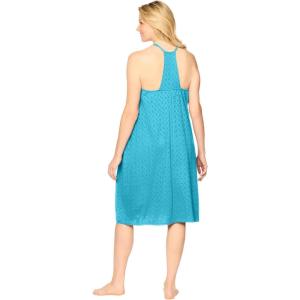 Dreams & Co. Plus Size Breezy Eyelet Short Nightgown(Caribbean Blue)