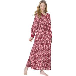 Dreams & Co. Plus Size Cotton Flannel Lounger(Classic Red Snowflake)