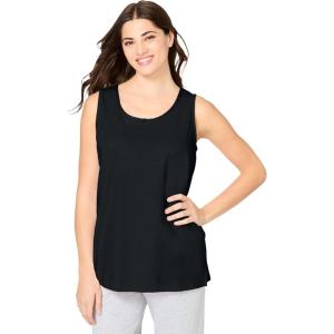Dreams & Co. Plus Size Knit Sleep Tank(Black)