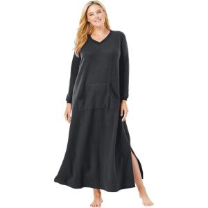 Dreams & Co. Plus Size Long Sherpa Lounger(Black)