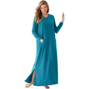 Dreams & Co. Plus Size Long Sherpa Lounger(Deep Teal)