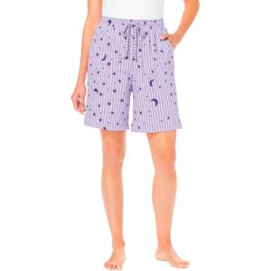 Dreams & Co. Plus Size Print Pajama Shorts(Pale Lilac Stars)