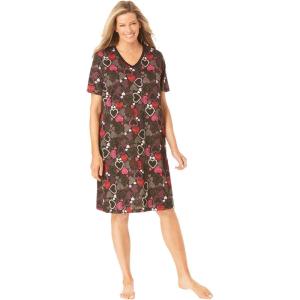 Dreams & Co. Plus Size Print Sleepshirt(Black Multi Hearts)