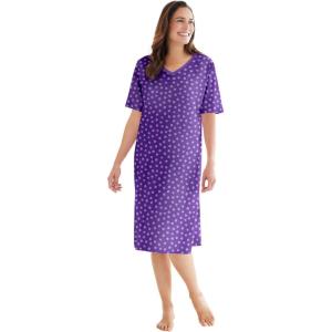 Dreams & Co. Plus Size Print Sleepshirt(Plum Burst Dot)