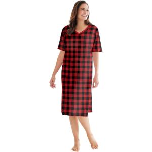 Dreams & Co. Plus Size Print Sleepshirt(Red Buffalo Plaid)