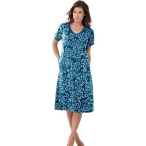 Dreams & Co. Plus Size Short T-Shirt Lounger(Deep Lagoon Animal)