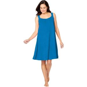 Dreams & Co. Plus Size Sleeveless Terry Lounger(Pool Blue)