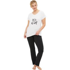 Ellos Plus Size Screen-Print Sleep Tee(White)