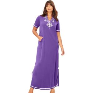 Only Necessities Plus Size Embellished Knit Lounger(Plum Burst)