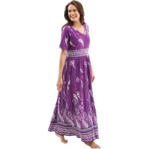 Only Necessities Plus Size Long Crinkle Cotton Lounger(Fresh Berry Paisley)