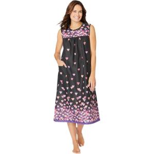 Only Necessities Plus Size Sleeveless Print Lounger(Black Floating Hearts)