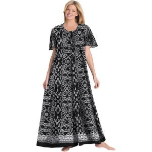 Only Necessities Plus Size Sweeping Printed Lounger(Black Floral)
