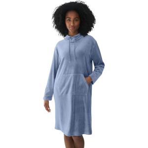 ellos Plus Size Hooded Velour Lounge Dress