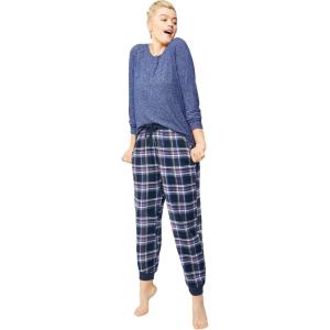 ellos Plus Size Plaid Flannel Sleep Pants(Navy Multi Plaid)