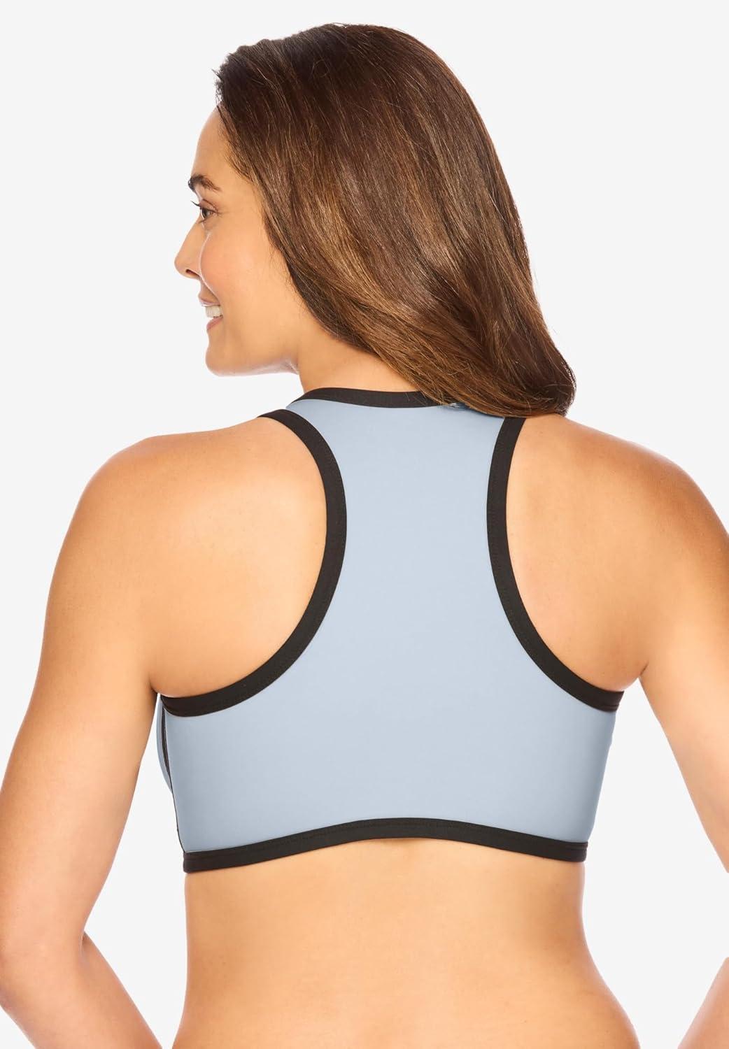 image:imageComfort Choice Womens Plus Size VNeck Colorblock Sports BraNavy