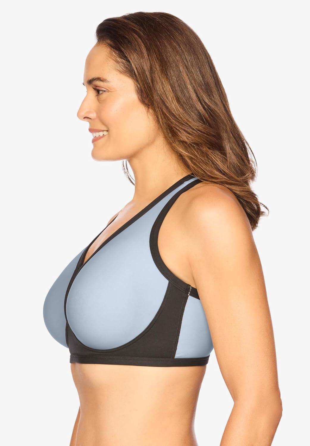 image:imageComfort Choice Womens Plus Size VNeck Colorblock Sports BraPearl Grey