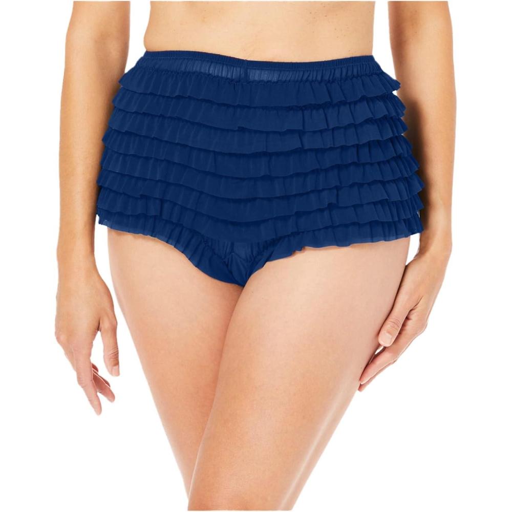 image:imageAmoureuse Plus Size Nylon Mesh Rumba Boy ShortEvening Blue