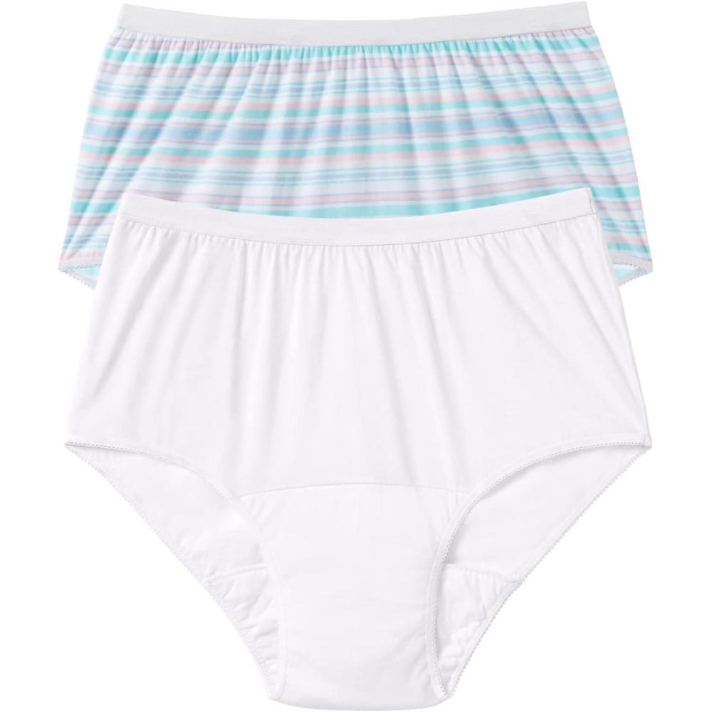 image:imageComfort Choice Plus Size Cotton Incontinence Brief 2Pack  7 Floral Swirl PackStripe Pack