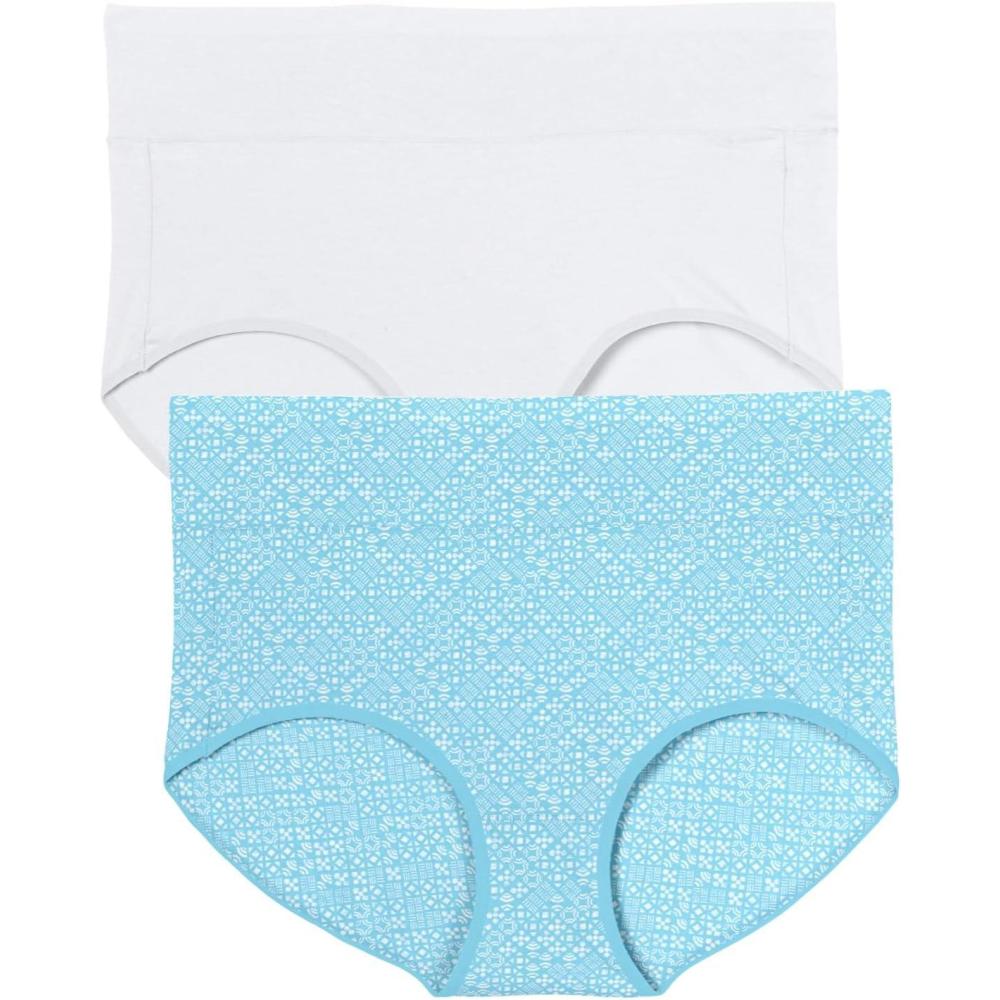 image:imageComfort Choice Plus Size Cotton Spandex Comfort Waist Brief 2PackBlue Mosaic Pack